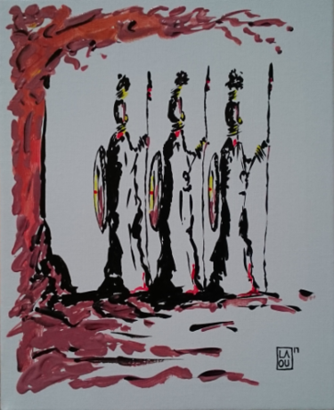 Peinture intitulée "Massaï : L029" par Laou, Œuvre d'art originale, Acrylique