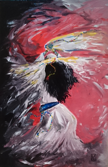 Painting titled "Danseuse : L030" by Laou, Original Artwork, Acrylic Mounted on Wood Stretcher frame