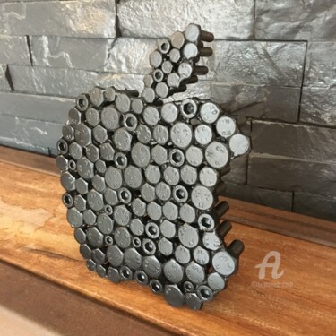 "apple" başlıklı Heykel Henri Ureta tarafından, Orijinal sanat, Paslanmaz Çelik Metal üzerine monte edilmiş