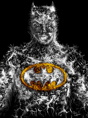 Digital Arts titled "The Batman" by Eric Lapierre, Original Artwork, Digital Painting Mounted on Aluminium