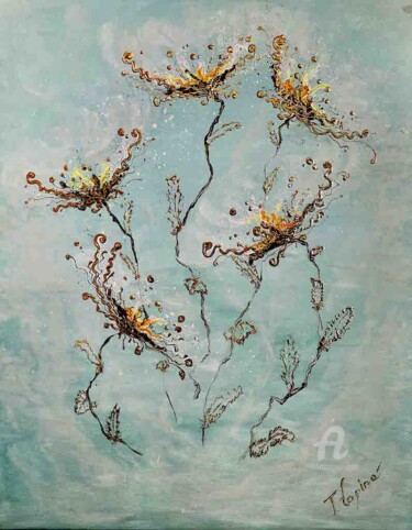 Peinture intitulée ""Abstraction on a f…" par Tatiana Tatiana Lapina Lapina, Œuvre d'art originale, Huile
