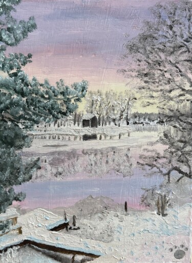 Ζωγραφική με τίτλο "Painting oil winter…" από Tatiana Татьяна Lapina Лапина, Αυθεντικά έργα τέχνης, Λάδι