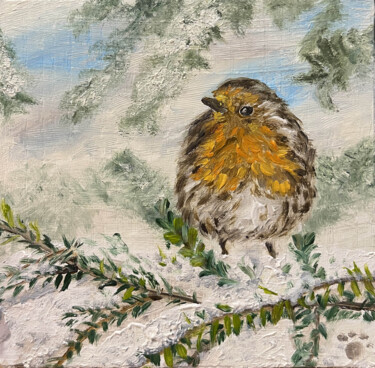 Painting titled "bird painting Oil p…" by Tatiana Tatiana Lapina Lapina, Original Artwork, Oil