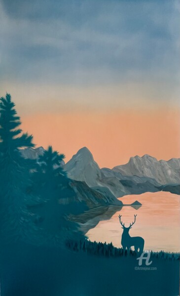 Malerei mit dem Titel "Painting Sunset Lan…" von Tatiana Tatiana Lapina Lapina, Original-Kunstwerk, Acryl
