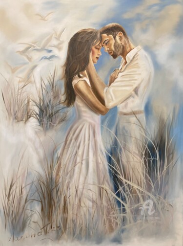 Malerei mit dem Titel "Gentle gaze loving…" von Tatiana Tatiana Lapina Lapina, Original-Kunstwerk, Öl