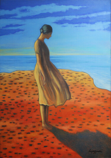 Painting titled "L'ai marin" by Laps, Original Artwork, Oil Mounted on Wood Stretcher frame