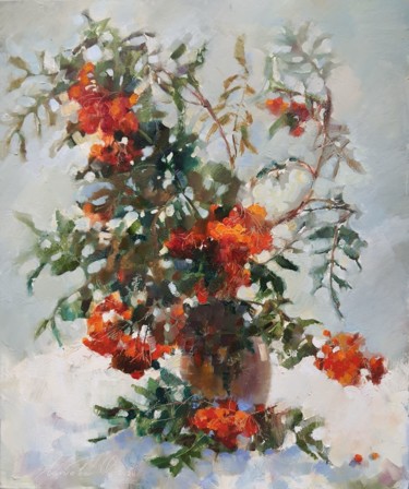 Painting titled "Осеннее настроение" by Olha Laptieva, Original Artwork, Oil