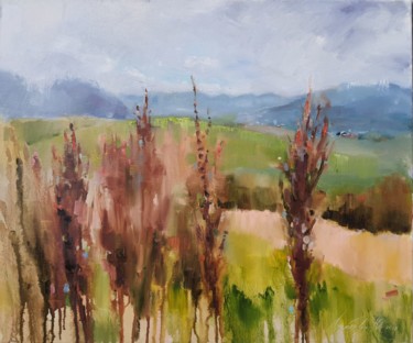 Картина под названием "Высокие травы на ве…" - Olha Laptieva, Подлинное произведение искусства, Масло