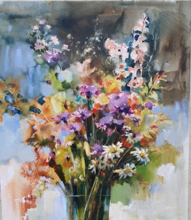 Картина под названием "Летний фейерверк" - Olha Laptieva, Подлинное произведение искусства, Масло