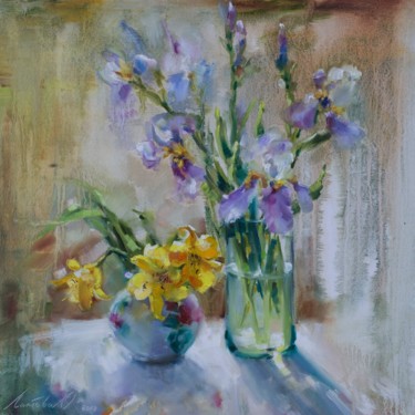 Painting titled "Цветы для настроения" by Olha Laptieva, Original Artwork, Oil