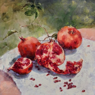 Картина под названием "Red on white" - Olha Laptieva, Подлинное произведение искусства, Масло