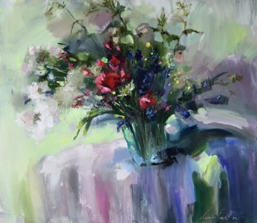 Painting titled "Wildflowers" by Olha Laptieva, Original Artwork, Oil