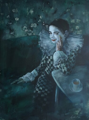 Pintura titulada "Mysterious mask" por Olha Laptieva, Obra de arte original, Oleo