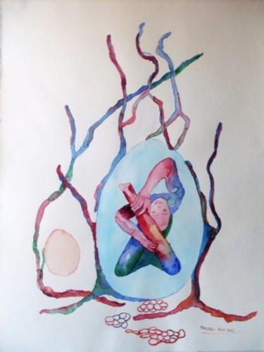 Peinture intitulée "L'oeuf" par Eveline Ghironi (khava), Œuvre d'art originale, Huile