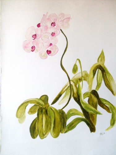 Malerei mit dem Titel "Orchidées" von Eveline Ghironi (khava), Original-Kunstwerk, Öl