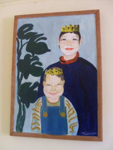 Painting titled "Les enfants rois" by Eveline Ghironi (khava), Original Artwork, Oil