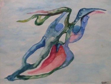 Peinture intitulée "langue de feu" par Eveline Ghironi (khava), Œuvre d'art originale, Huile