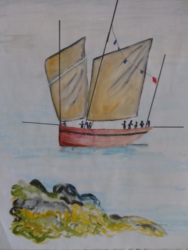 Peinture intitulée "vers les iles" par Eveline Ghironi (khava), Œuvre d'art originale, Huile