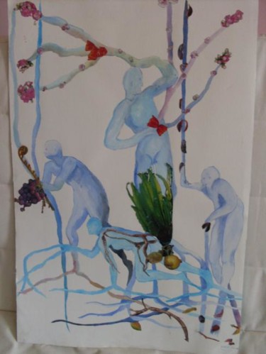 Pintura intitulada "les quatre ages de…" por Eveline Ghironi (khava), Obras de arte originais, Óleo