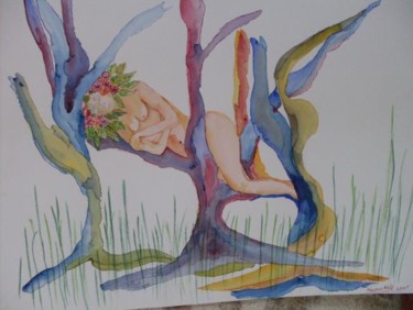 Painting titled "Eve au repos" by Eveline Ghironi (khava), Original Artwork, Oil