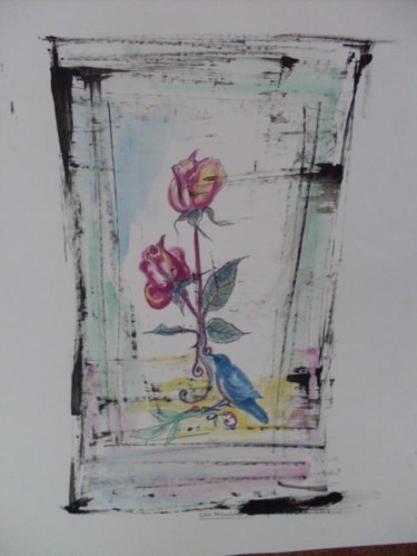 Peinture intitulée "une rose pour rose" par Eveline Ghironi (khava), Œuvre d'art originale, Huile