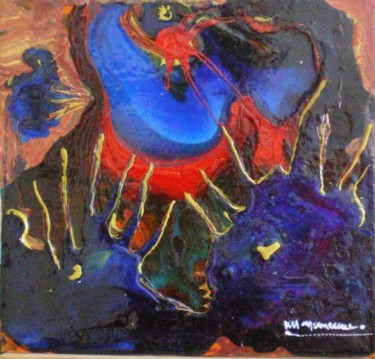 Peinture intitulée "celeste" par Eveline Ghironi (khava), Œuvre d'art originale, Peinture vitrail