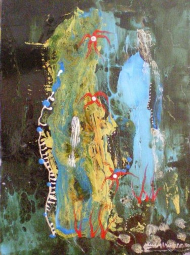 Painting titled "la source 2" by Eveline Ghironi (khava), Original Artwork, Oil