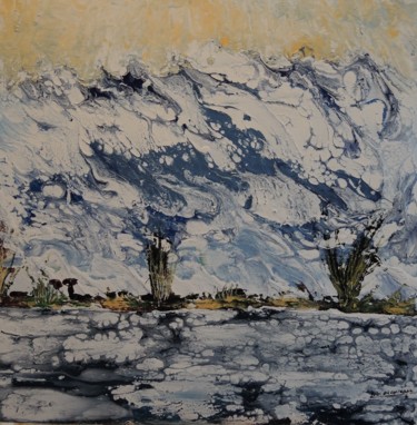 Painting titled "le lac gelé" by Eveline Ghironi (khava), Original Artwork, Oil
