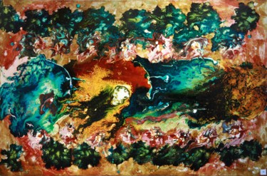 Pittura intitolato "géologie" da Eveline Ghironi (khava), Opera d'arte originale, Olio