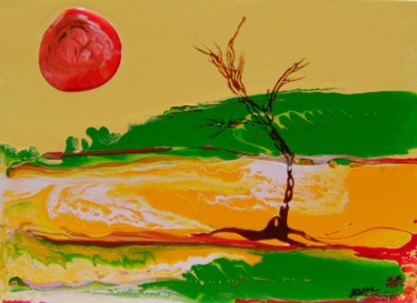 Painting titled "L-arbre-nu" by Eveline Ghironi (khava), Original Artwork, Stained glass painting