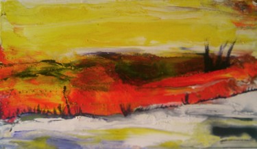 Pittura intitolato "Le long de la rive" da Eveline Ghironi (khava), Opera d'arte originale, Pittura di vetro colorato
