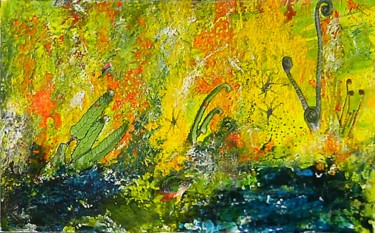 Pittura intitolato "Fond marin" da Eveline Ghironi (khava), Opera d'arte originale, Pittura di vetro colorato