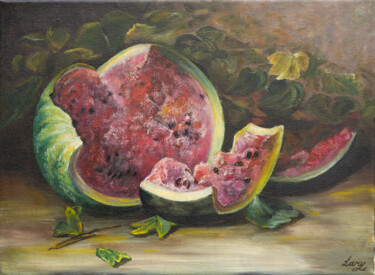 Painting titled "The Watermelon" by Lara, Original Artwork, Oil