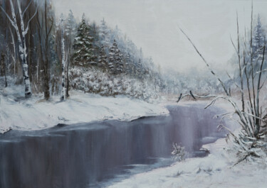 Painting titled "Winter in the Wood." by Lara, Original Artwork, Oil