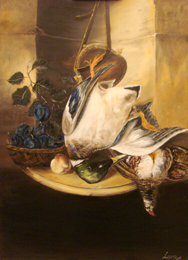 Painting titled "STILL LIFE WITH DEA…" by Lara, Original Artwork, Oil