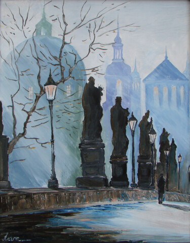 Painting titled "EVENING. CHARLES BR…" by Lara, Original Artwork, Oil