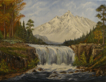 Painting titled "WATERFALL" by Lara, Original Artwork, Oil