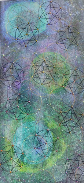 Peinture intitulée "Merkaba Galaxy" par Lara Lite Art, Œuvre d'art originale, Acrylique Monté sur Panneau de bois