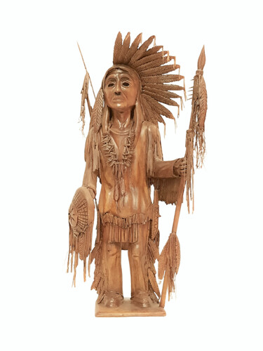 Rzeźba zatytułowany „Indian” autorstwa Lara Shabelnik, Oryginalna praca, Drewno