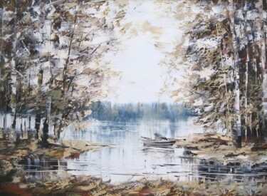 Pintura intitulada "Autumn wind." por Lara Vald, Obras de arte originais, Óleo Montado em Armação em madeira