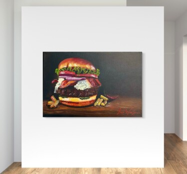 Schilderij getiteld "Tempting Burger: Th…" door Lara Wasiljewa, Origineel Kunstwerk, Olie