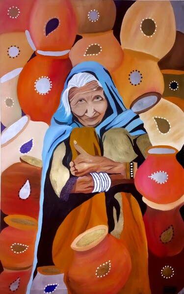 Malerei mit dem Titel "Sustenance" von Laraib Zeeshan Chaudhary, Original-Kunstwerk, Öl