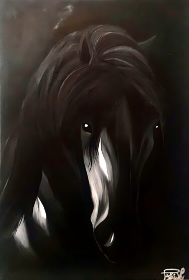 Digitale Kunst mit dem Titel "The Dark Horse" von Laraib Zeeshan Chaudhary, Original-Kunstwerk, Digitale Malerei