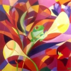 Peinture intitulée "Frogs II / Grenouil…" par Lara Meissirel, Œuvre d'art originale