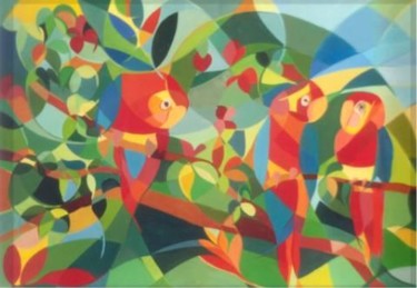 Peinture intitulée "Aras/ Macaws" par Lara Meissirel, Œuvre d'art originale