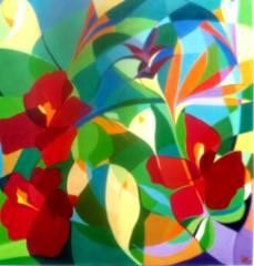 Peinture intitulée "Hibiscus'n co" par Lara Meissirel, Œuvre d'art originale