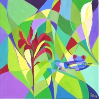 Peinture intitulée "Purple Frog" par Lara Meissirel, Œuvre d'art originale
