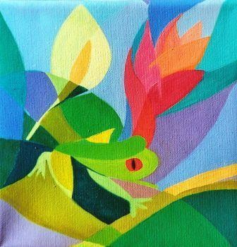 Peinture intitulée "Frog 3" par Lara Meissirel, Œuvre d'art originale