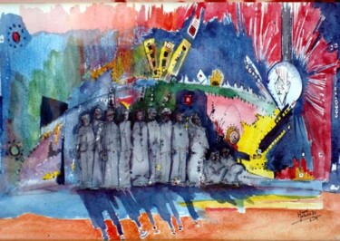 Peinture intitulée "aradjou di tmurt la…" par Larbi Mohdeb, Œuvre d'art originale, Huile