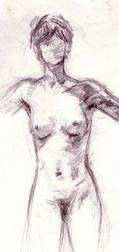 Dessin intitulée "nue" par Christelle Lardier, Œuvre d'art originale, Autre